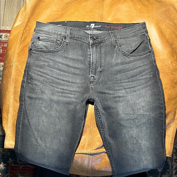 7 For All Mankind Gray Straight Jeans - Picture 1 of 7